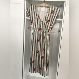 Beautiful 100% cotton Spring Midi Wrap Dress, Size Small